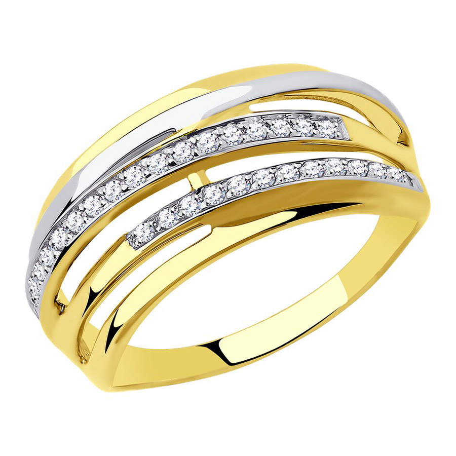 Кольцо, золото, фианит, 018306-2